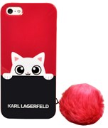 Чехол-накладка Lagerfeld для iPhone SE/5S K-Peek A Boo Hard Transparent TPU Navy/Pink (Цвет: Синий/Розовой)