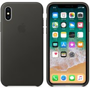 Оригинальный кожаный чехол-накладка Apple для iPhone X, цвет угольно-серый  (MQTF2ZM/A)