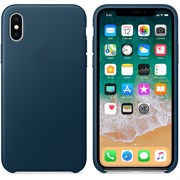 Оригинальный кожаный чехол-накладка Apple для iPhone X, цвет «Космический синий»  (MQTH2ZM/A)