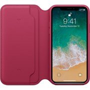 Оригинальный кожаный чехол-книжка Apple для iPhone X, цвет "лесная ягода"  (MQRX2ZM/A)