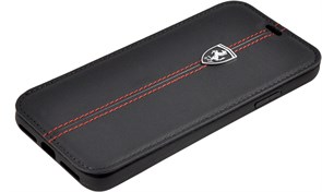 Чехол-Книжка Ferrari iPhone X/XS Heritage W Booktype Leather, "Black" (FEHDEFLBKPXBK)