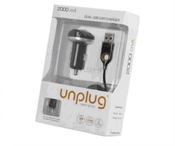 Автомобильное зарядное устройство Unplug 2USB + кабель 2A (Цвет: Чёрный) - фото 16921