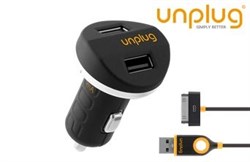 Автомобильное зарядное устройство Unplug 2USB + кабель 2A (Цвет: Чёрный) - фото 16922