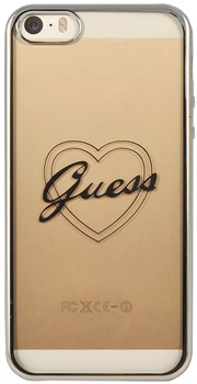 Чехол Guess для iPhone SE/5S SIGNATURE HEART Hard TPU Silver (Цвет: Серый) - фото 17001