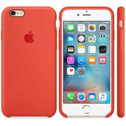 Оригинальный силиконовый чехол-накладка Apple для iPhone 6/6s цвет «оранжевый» (MKY62ZM/A) - фото 19067