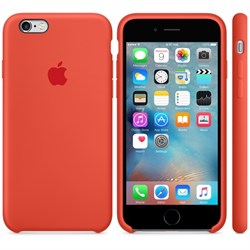 Оригинальный силиконовый чехол-накладка Apple для iPhone 6/6s цвет «оранжевый» (MKY62ZM/A) - фото 19068