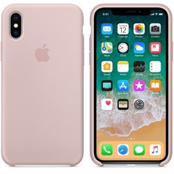 Оригинальный силиконовый чехол-накладка Apple для iPhone X, цвет «Розовый песок»  (MQT62ZM/A) - фото 22914