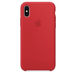 Оригинальный силиконовый чехол-накладка Apple для iPhone X, цвет красный  (MQT52ZM/A) - фото 22925