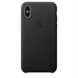 Оригинальный кожаный чехол-накладка Apple для iPhone X, цвет черный  (MQTD2ZM/A) - фото 22949