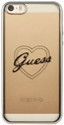 Чехол Guess для iPhone SE/5S SIGNATURE HEART Hard TPU Silver (Цвет: Серый)