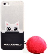 Чехол-накладка Lagerfeld для iPhone SE/5S K-Peek A Boo Hard Transparent TPU, цвет &quot;прозрачный/синий&quot; (KLHCPSETRGPABPI)