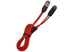 Кабель Remax Lightning-USB-microUSB Twins 100cм, цвет "красный" (RC-025t)