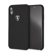 Чехол-Накладка Ferrari для iPhone XR Silicone rubber Silver logo Hard, &quot;Black&quot; (FEOSIHCI61BK)