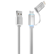 Кабель для iPhone/ iPad HOCO Lightning-USB + MicroUSB Data Jelly Metal 120cм